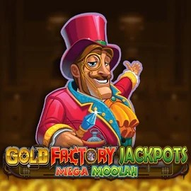 Gold Factory Jackpots Mega Moolah slot logo by Aurum Signature Studios at WinLion Casino