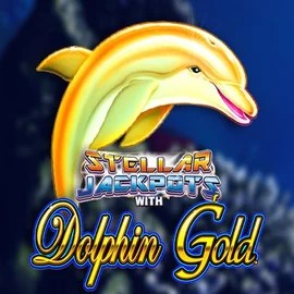 Dolphin Gold with Stellar Jackpots online game logo by Lightning Box Game on winlions.org