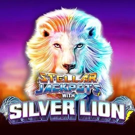 Jackpots logo of Stellar Jackpots with Silver Lion from Lightning Box Game at WinLion Casino